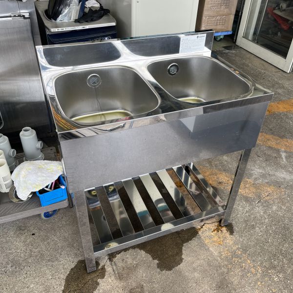 2槽シンク 750×450×800 買取させていただきました！ – 無限堂厨房